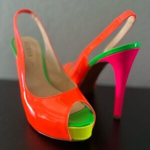 Size 8 multi color Guess heels.
